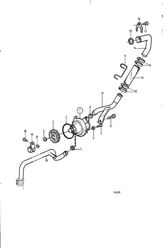 Схема узла Sea Water Pump With Install. Comps. Seawater-Cooled Engine: 861009 Для Volvo Penta 2003D