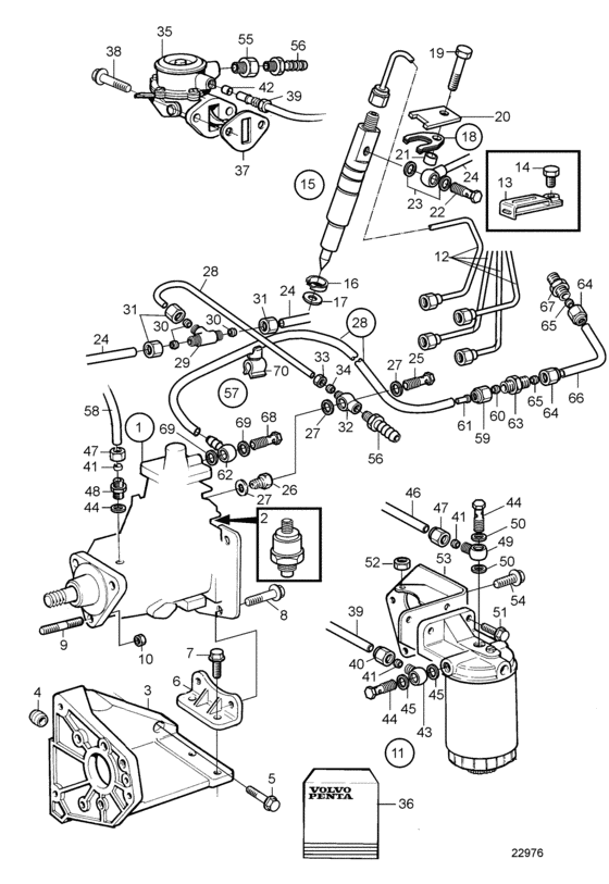 Схема узла Fuel System: A Для Volvo Penta Tmd22-B