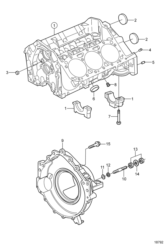 Схема узла Cylinder Block And Flywheel Housing Для Volvo Penta 4.3Osi-B