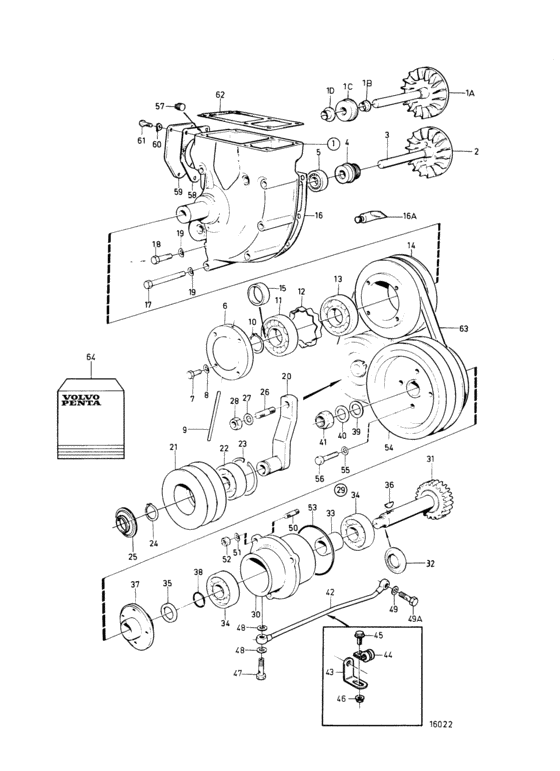 Схема узла Circulation Pump And Drive Device Для Volvo Penta Tamd121C