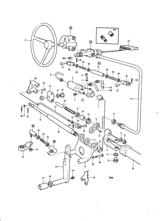 Схема узла Steering Mechanism Power Steering Для Volvo Penta Aqad40B