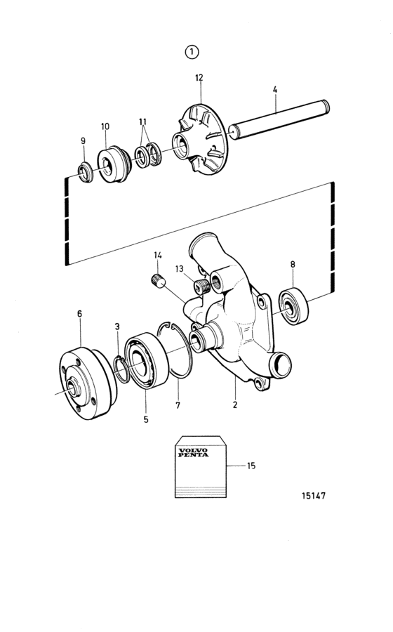 Схема узла Water Pump, Components: 3826153 Для Volvo Penta Tamd74L-B