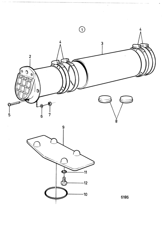 Схема узла Exhaust Outlet, Aq Для Volvo Penta Aq271B