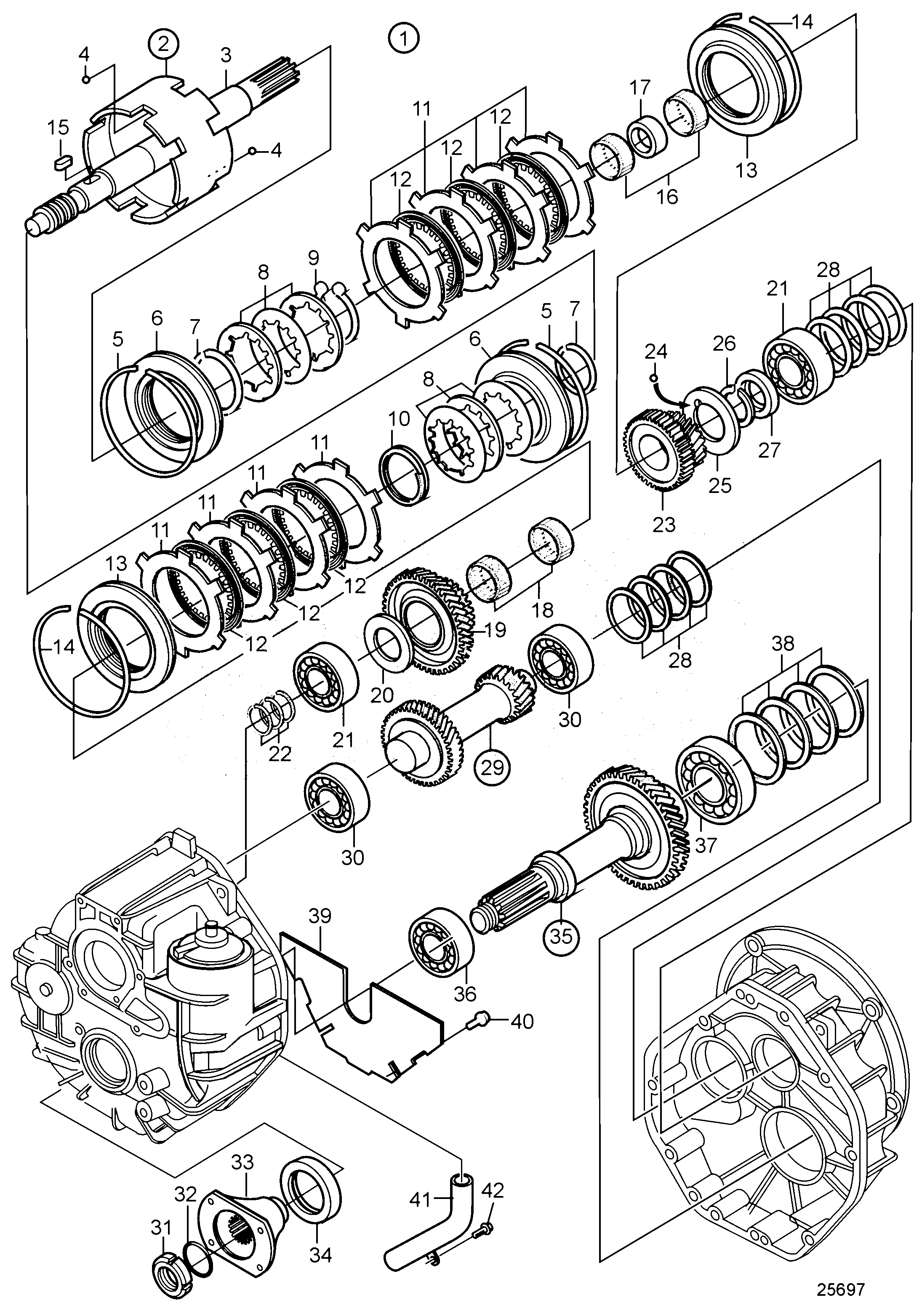 Схема узла Reverse Gear Hs25A-B, Hs25A-C, Components: Ratio 1.93:1