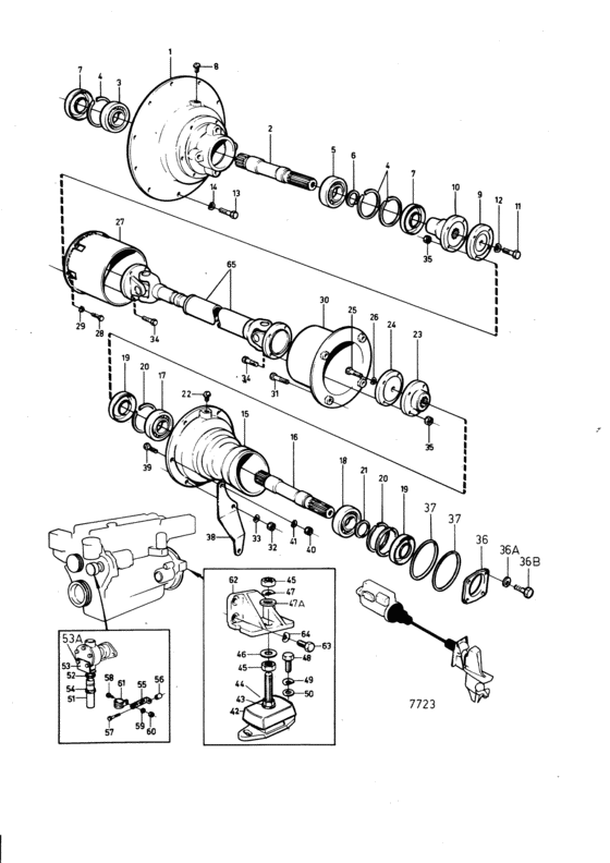 Схема узла Connecting Components, Engine- Cardan Shaft Для Volvo Penta Aqad30A