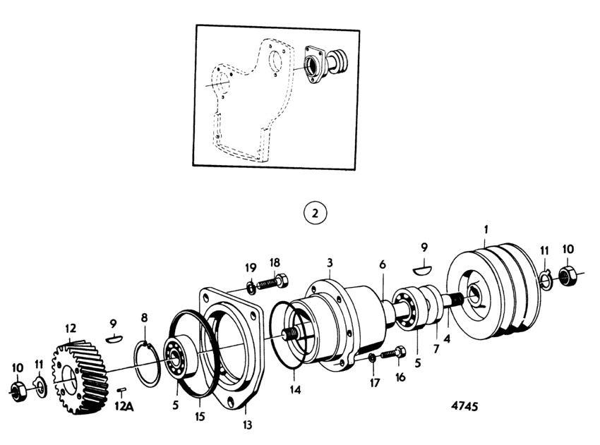 Схема узла Extra Power Take Off, Keel Cooling. Right Hand Front, Facing Backwards Для Volvo Penta Tamd122D
