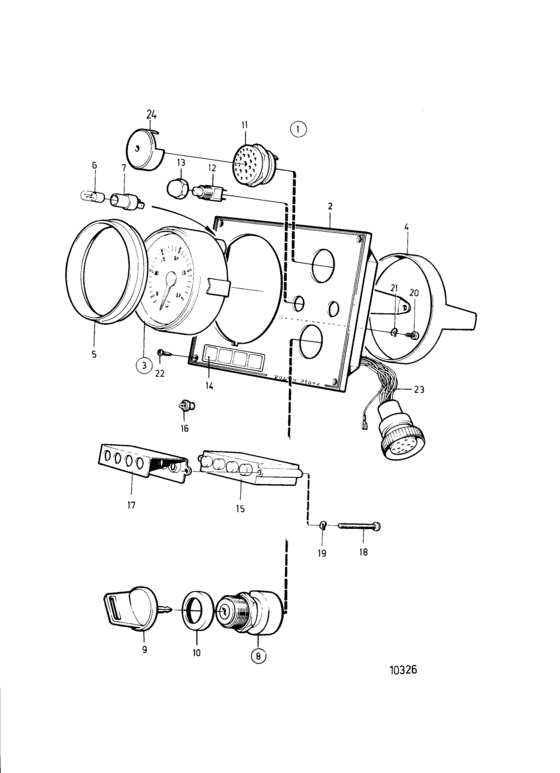 Схема узла Instrument Panel 24V: 858872 Для Volvo Penta 2003-Solas