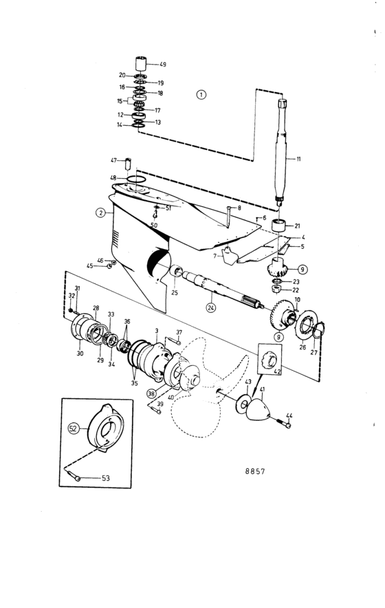 Схема узла Lower Gear Unit Для Volvo Penta Aq271B