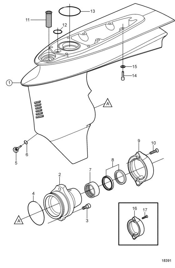 Схема узла Gear Housing, Lower Для Volvo Penta Dp-G