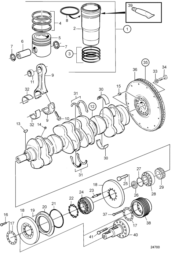 Схема узла Crank Mechanism Sn1012631189- Sn-1012645018 Для Volvo Penta D12C-A Mp