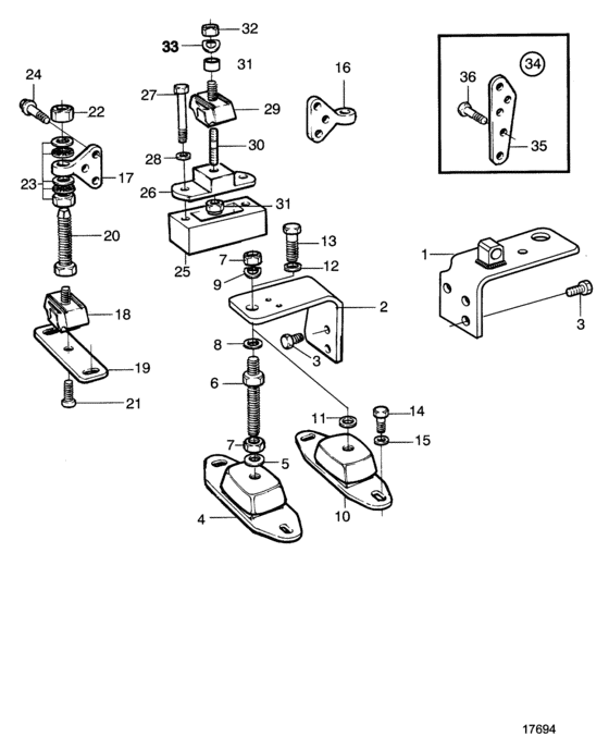 Схема узла Engine Mounting: 120S-D Для Volvo Penta Md2030B