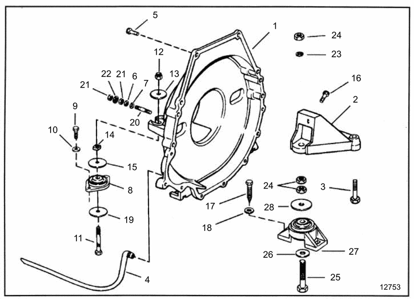 Схема узла Flywheel Housing And Mounts Для Volvo Penta 5.0Fipmda