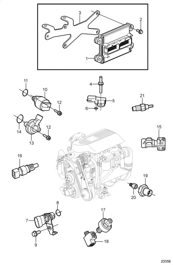 Схема узла Electronic Engine Control Для Volvo Penta 4.3Osi-Gf