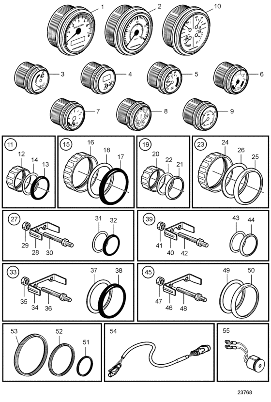 Схема узла Electrical Materials, Instrument Evc-B Для Volvo Penta D3-130I-A