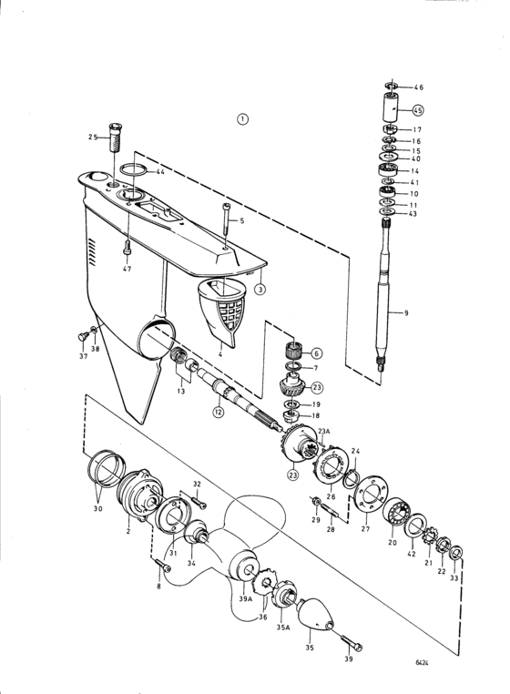 Схема узла Lower Gear Unit Для Volvo Penta Aq125B