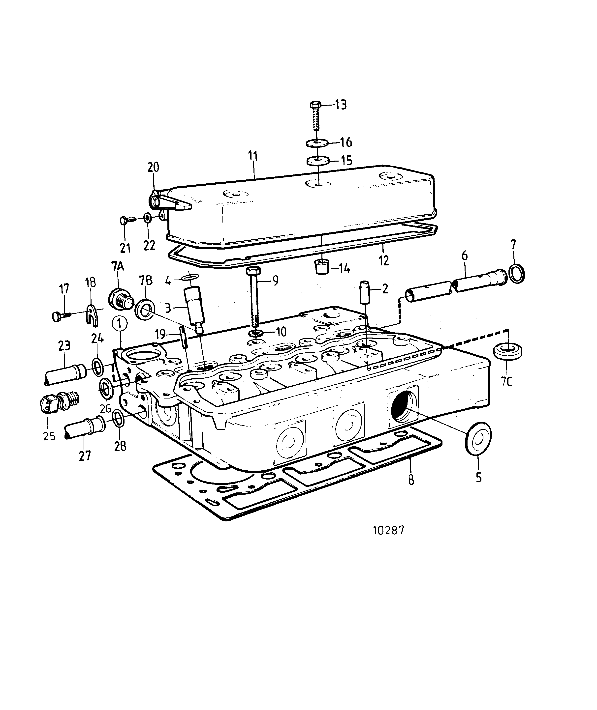 Схема узла Cyl. Head, Repl. Exhaust Valve Seats Freshwater-Cooled Engine