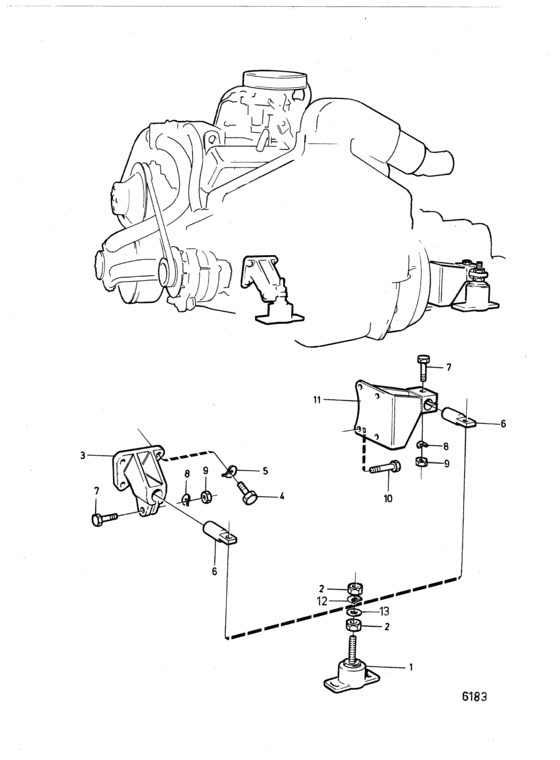 Схема узла Engine Suspension: A Для Volvo Penta Bb260B