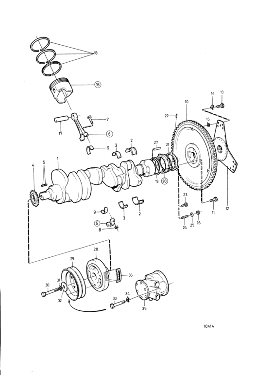 Схема узла Crankshaft And Related Parts: 570A/Ms4 Для Volvo Penta 434A