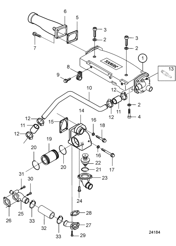 Схема узла Keel Cooling, Two Circuit With Charge Air Cooler Для Volvo Penta D7A-B Ta