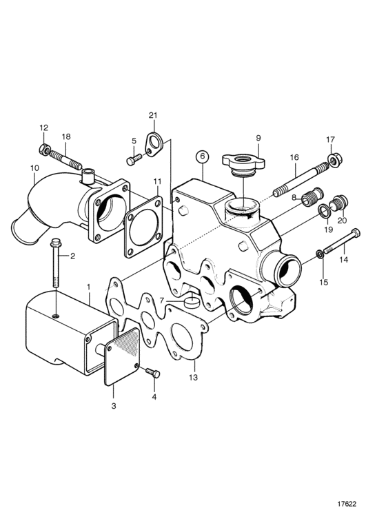 Схема узла Induction And Exhaust Manifold Для Volvo Penta Md2010B