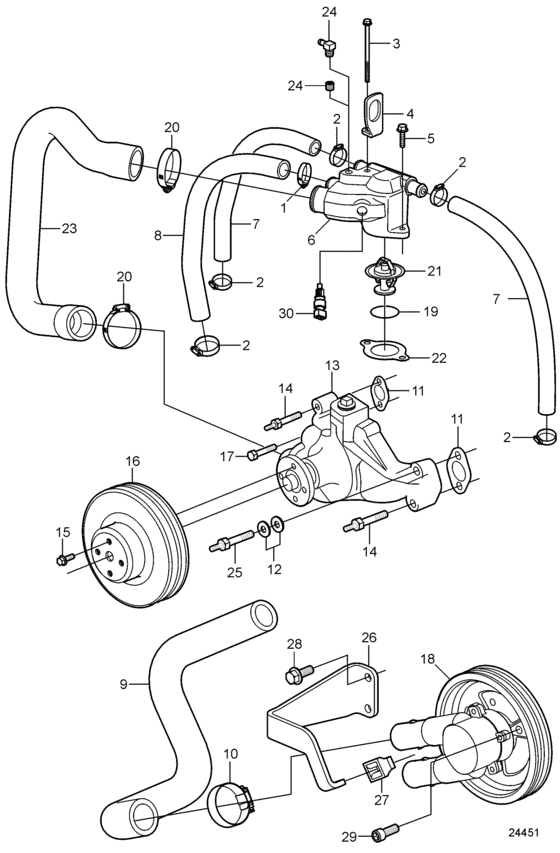 Схема узла Охлаждение Для Volvo Penta 5.7Gspwtr
