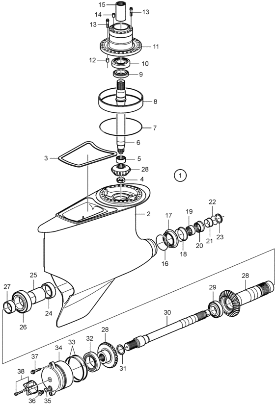 Схема узла Lower Gear Unit Для Volvo Penta Ips2-A