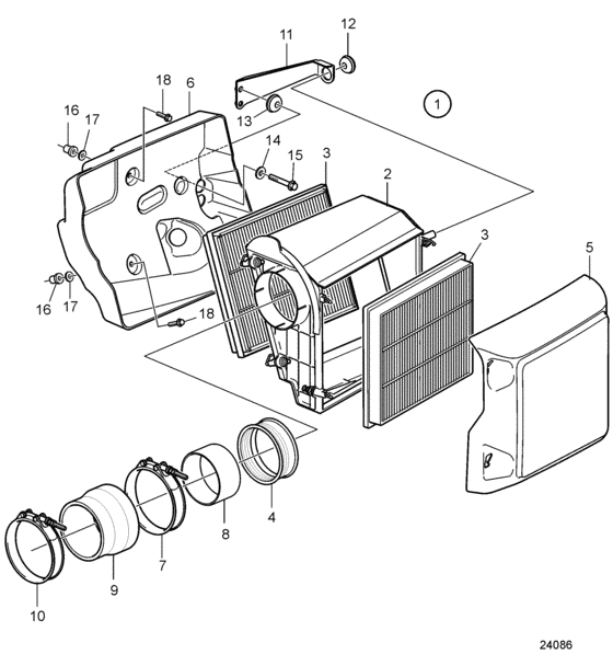Схема узла Воздушный Фильтр Для Volvo Penta D11A-A