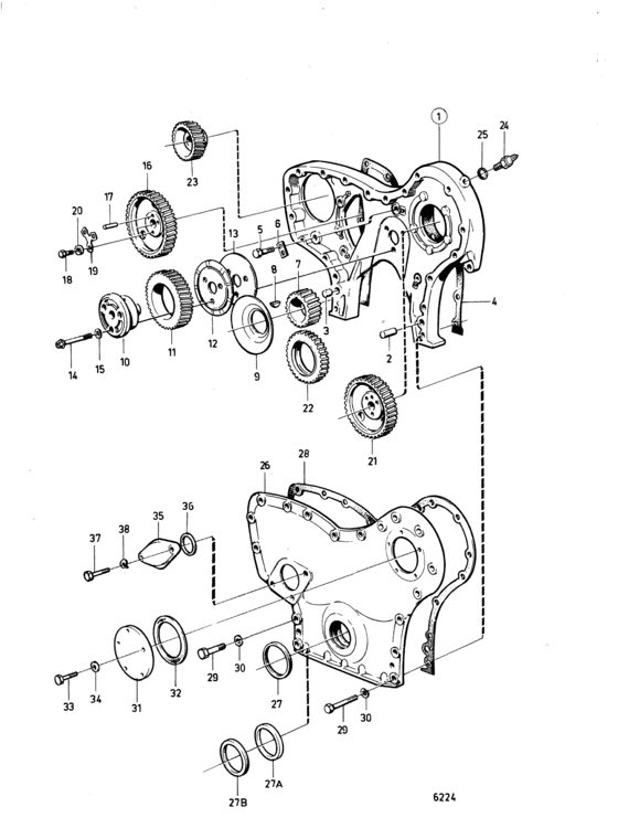 Схема узла Timing Gear Casing And Timing Gears Для Volvo Penta Tamd60A
