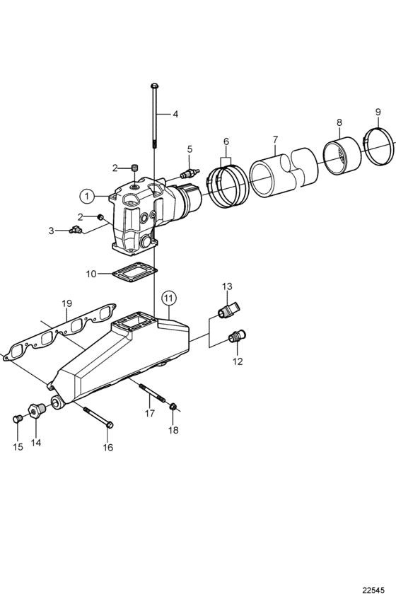 Схема узла Выхлоп Для Volvo Penta 8.1Gxii-G