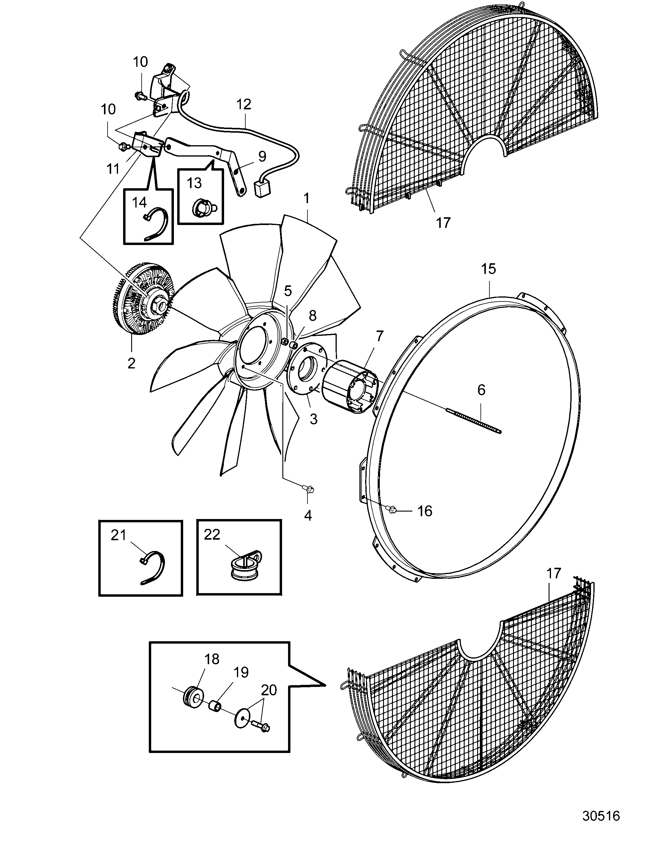 Схема узла Fan And Fan Ring. D=890Mm. Suction. Visco