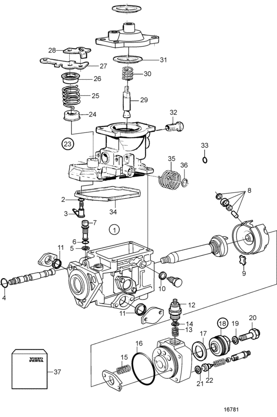 Схема узла Fuel Injection Pump, Components Для Volvo Penta Ad31P-A