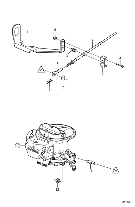 Схема узла Throttle Cable Connection, Demonâ„¢ Для Volvo Penta 3.0Glp-N