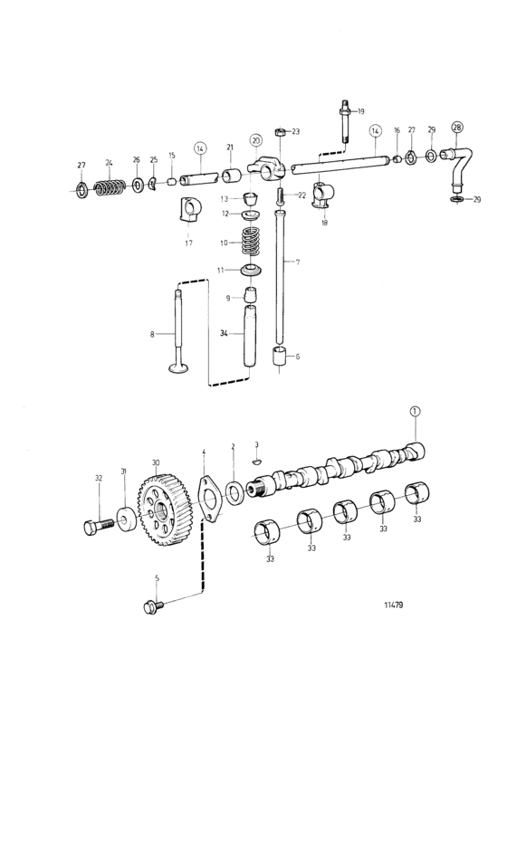 Схема узла Camshaft And Valve Mechanism Для Volvo Penta Ad31D