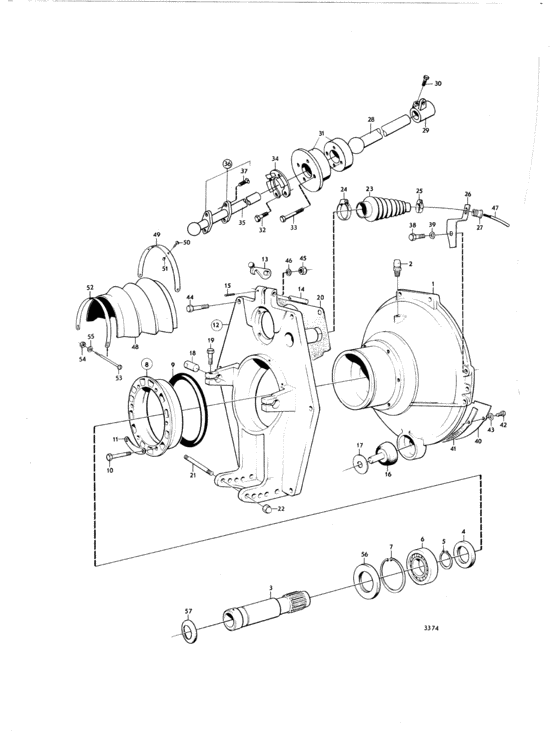 Схема узла Connecting Components Aq Drive Unit 100B Для Volvo Penta Aq115B