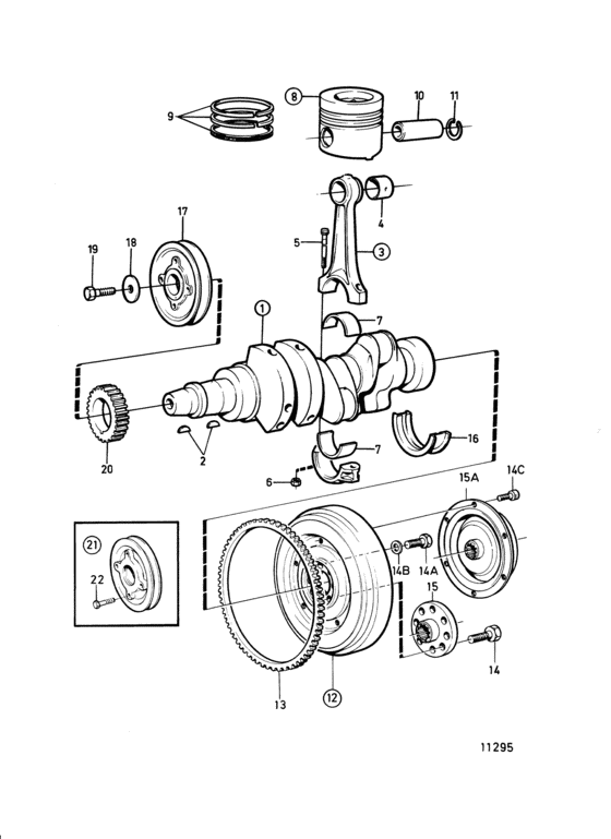 Схема узла Crankshaft And Related Parts: B Для Volvo Penta 2003Tb