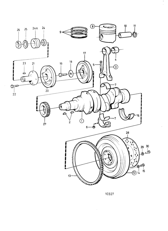 Схема узла Crankshaft And Related Parts Prm -Connection: B Для Volvo Penta 2003B-Solas