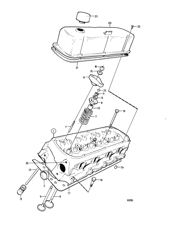 Схема узла Cylinder Head: Aq240A-77 Для Volvo Penta Aq240A