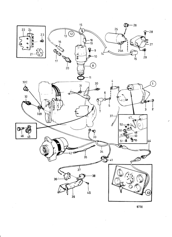 Схема узла Electrical System And Instrument: D Для Volvo Penta Aq131D