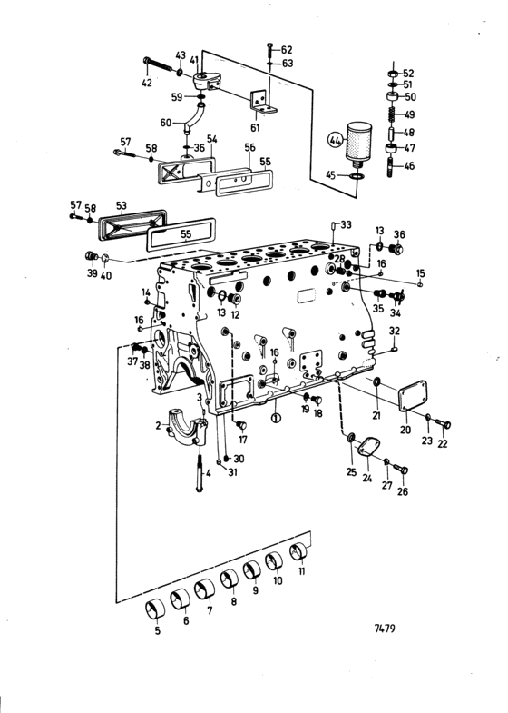 Схема узла Cylinder Block: B Для Volvo Penta Tmd70C