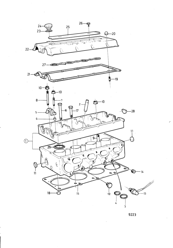 Схема узла Cylinder Head: B Для Volvo Penta Aq171C