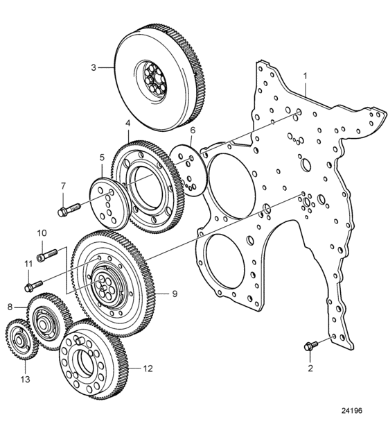 Схема узла Timing Gear Для Volvo Penta D11A-B