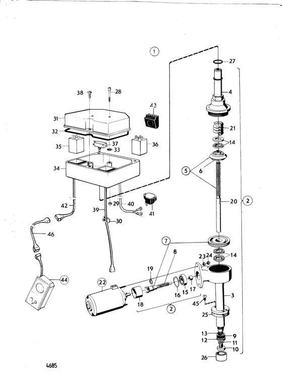 Схема узла Mechanical Lift Device Aq Drive Unit 280 Earlier Prod: 850381 Для Volvo Penta Aq225B