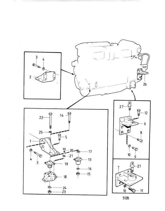 Схема узла Engine Suspension Excl Spec 867104, 867223: B Для Volvo Penta Tamd70C