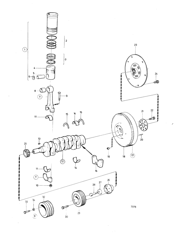 Схема узла Crankshaft And Related Parts: B Для Volvo Penta Tmd31A