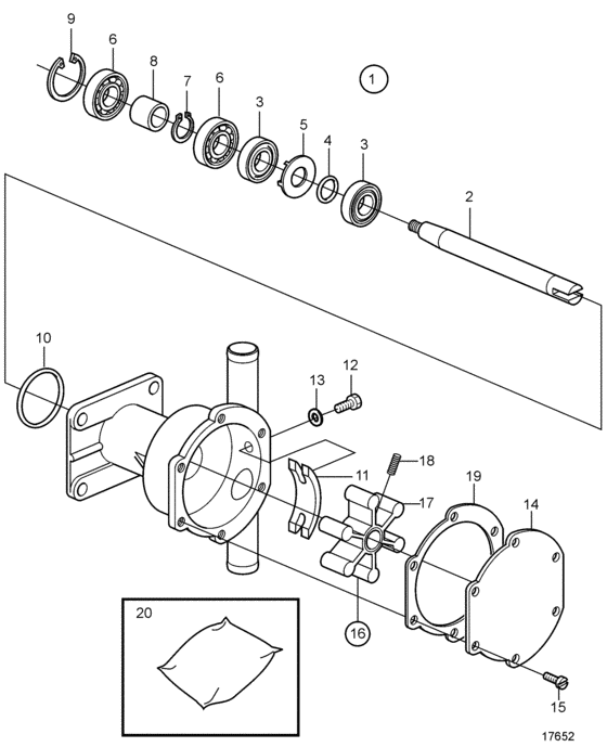 Схема узла Sea Water Pump, Components Для Volvo Penta D1-20F