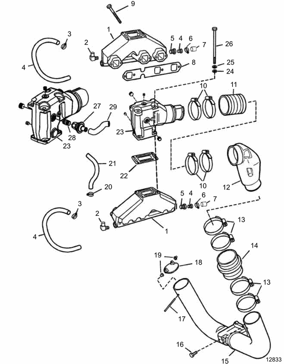 Схема узла Выхлоп Для Volvo Penta 4.3Glpbyc