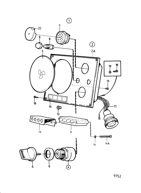 Схема узла Instrument Panel 12V Для Volvo Penta 2003