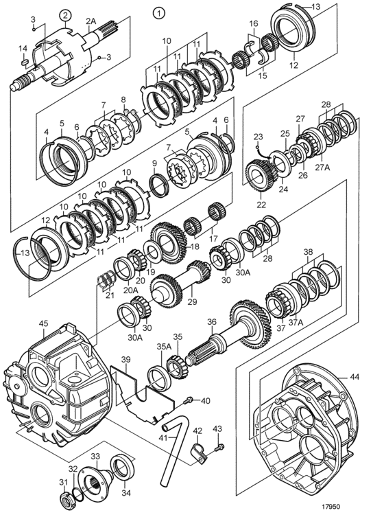 Схема узла Reverse Gear Hs25A-A, Components: Ratio 2.29:1 Для Volvo Penta Hs25A-A