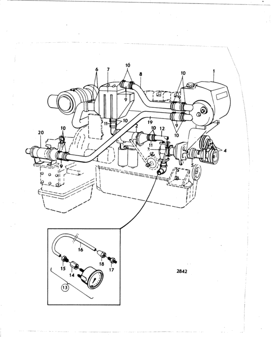 Схема узла Cooling System, Induction And Exhaust Manifold Для Volvo Penta Tamd120A