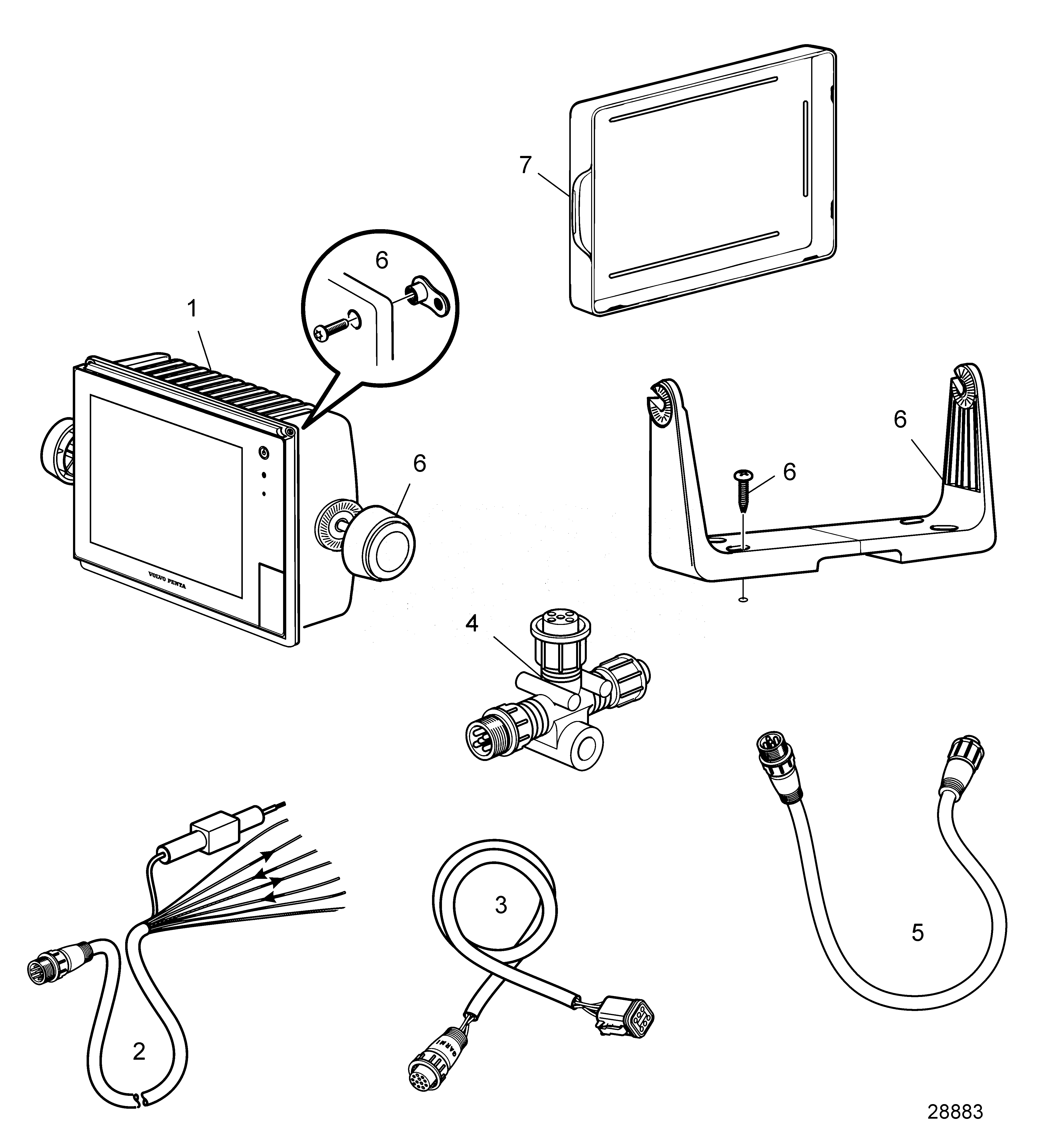 Схема узла Стеклянная Панель Приборов 7400/7600V Широкоформатный Evc-E3